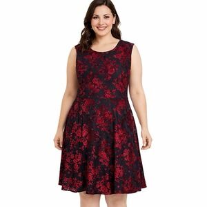 tahari dress 18w Velvet Burnout Floral Whimsigoth Fit Flare Gothic Romantic Clas